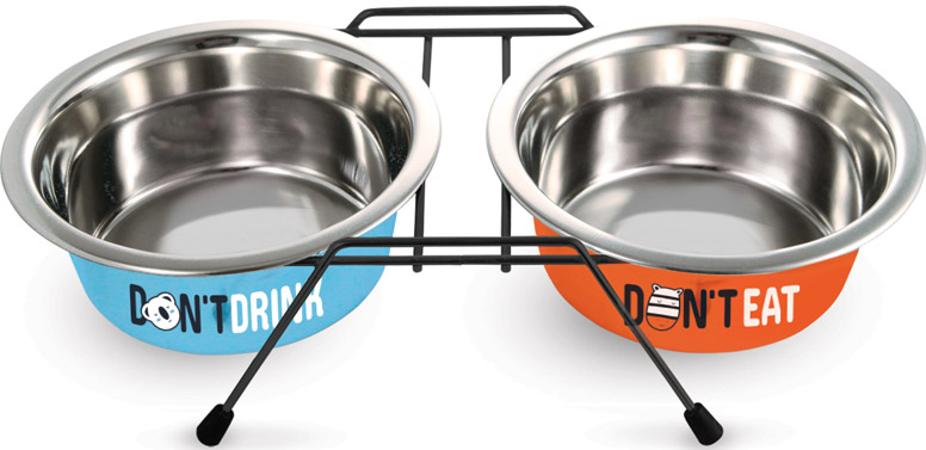 Triol Миска Water&amp;Food для кошек, металлическая на подставке, 2х400 мл