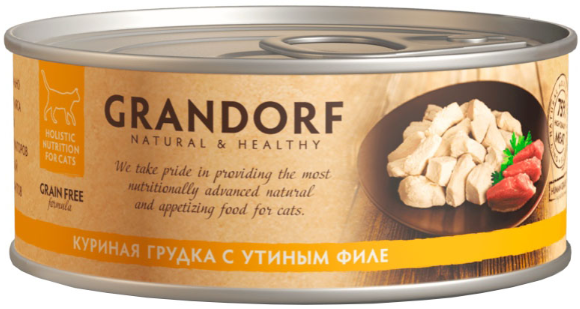 Консервы Grandorf для кошек "Куриная грудка с утиным филе" 70 г