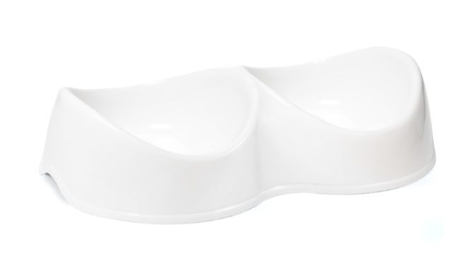 Миска пластиковая двойная "Инь Ян", белая, 2*0,2л