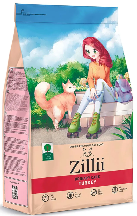 Корм ZILLII Urinary для взрослых кошек для профилактики МКБ с Индейкой