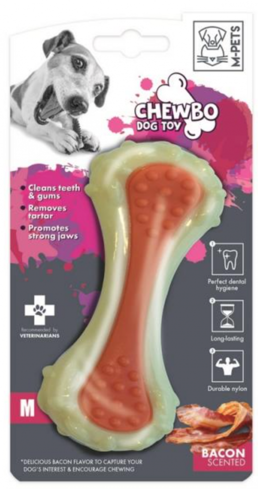 M-PETS Игрушка для собак CHEWBO Кость, с ароматом бекона, нейлон, размер M, 13 см