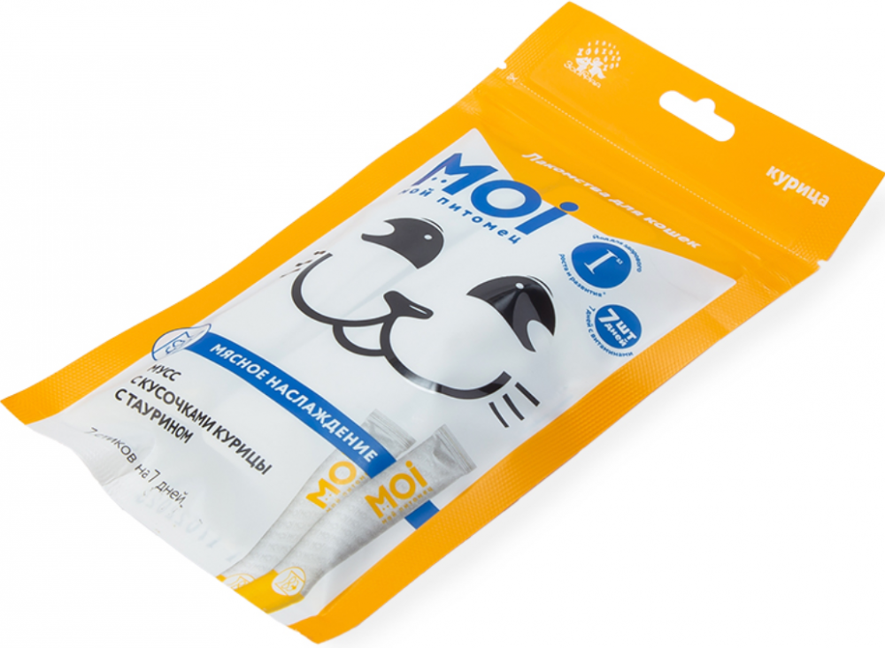 Лакомство для кошек MOI Мусс с кусочками курицы 10г*7 шт