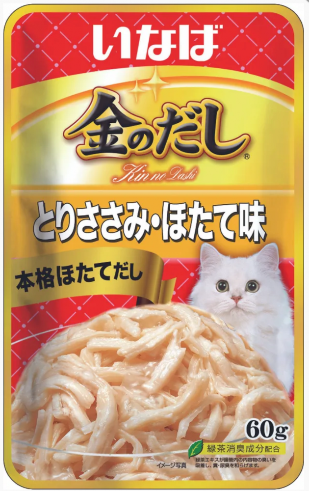 Влажный корм INABA Kinnodashi для кошек Куриное филе со вкусом морского гребешка, пауч, 60 г