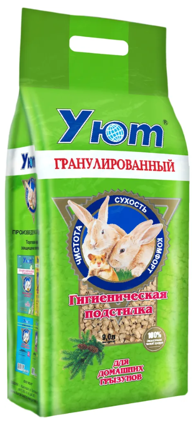 Опилки-наполнитель  УЮТ пресованные гранулированные, 9 л/1,9 кг