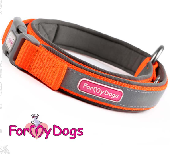 Ошейник ForMyDogs оранжевый светоотражающий (M)