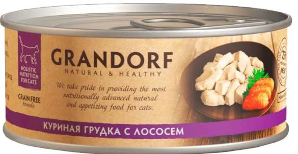 Консервы Grandorf для кошек "куриная грудка с лососем" 70 г