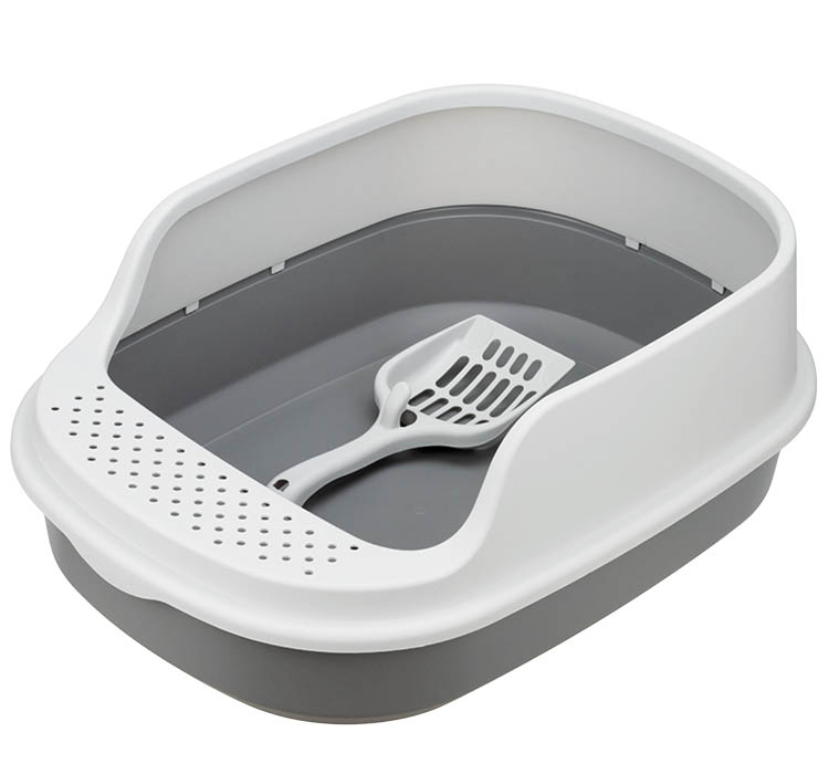 Туалет для кошек ЛЯ-МУРР 480х355мм с высоким бортом с совком смоки