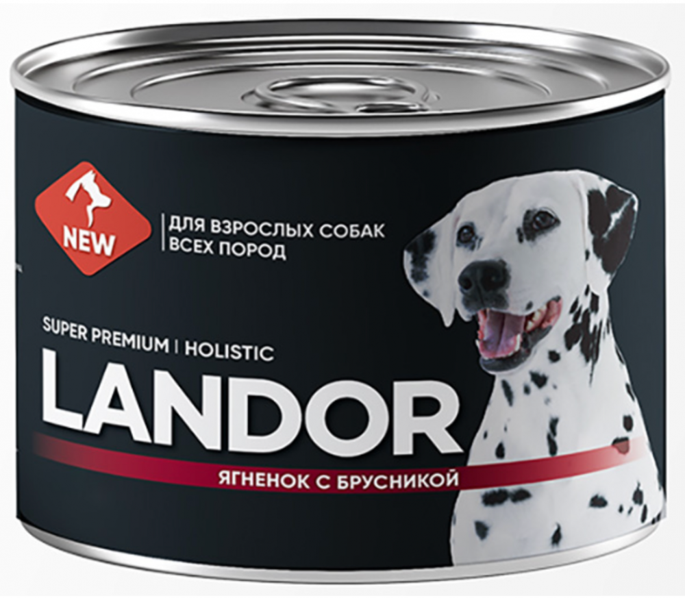 Корм Landor Holistic (паштет) для собак, ягненок с брусникой, 200 г
