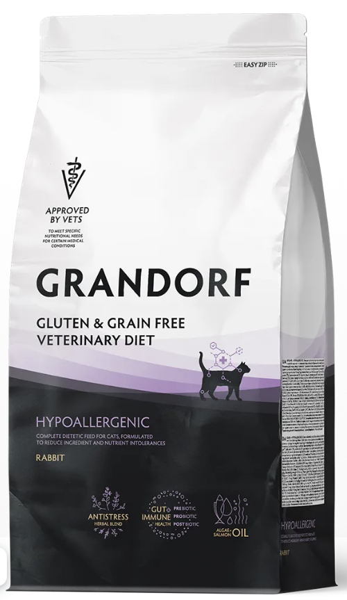 Корм Grandorf VET HYPOALLERGENIC применяемый при пищевой аллергии или пищевой непереносимости  для кошекn
