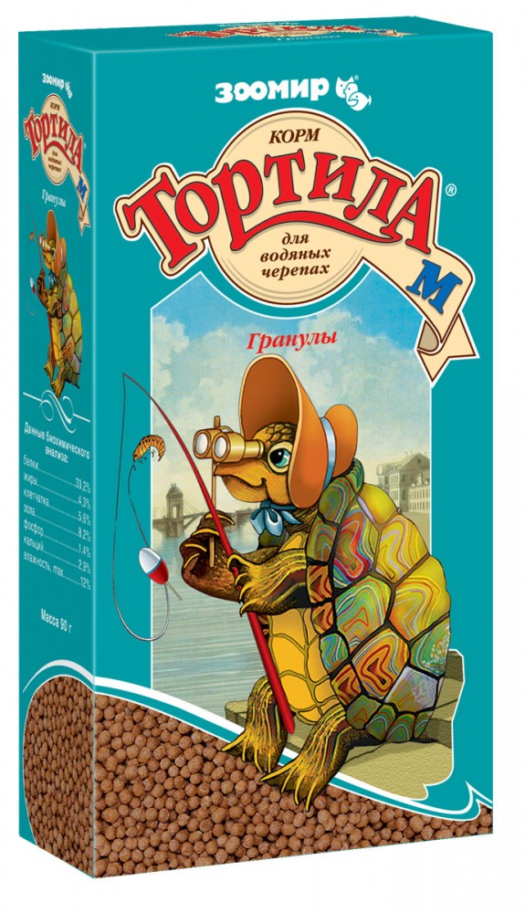 Тортила Гранулы корм для водяных черепах 90 г