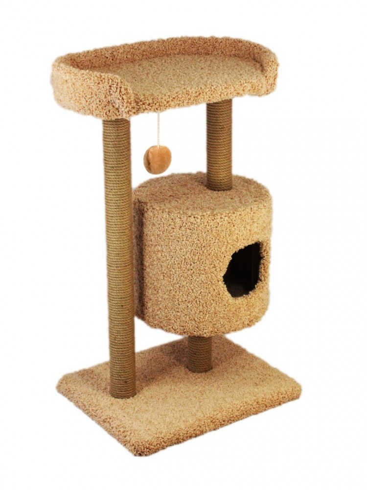Когтеточка для кошек Меридиан &laquo;Круглый с площадкой&raquo;, ковролин 520х420х900