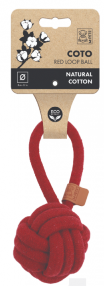 M-PETS Игрушка для собак COTO мяч-петля, 8 см, цвет красный