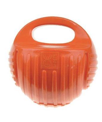 M-PETS Игрушка для собак мяч-гиря с пищалкой, цвет оранжевый, 13 см