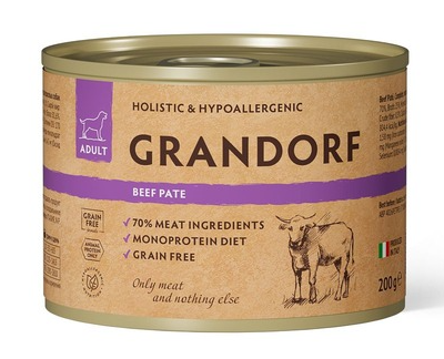 Консервы для собак GRANDORF Монопротеиновый Паштет из говядины 200 г