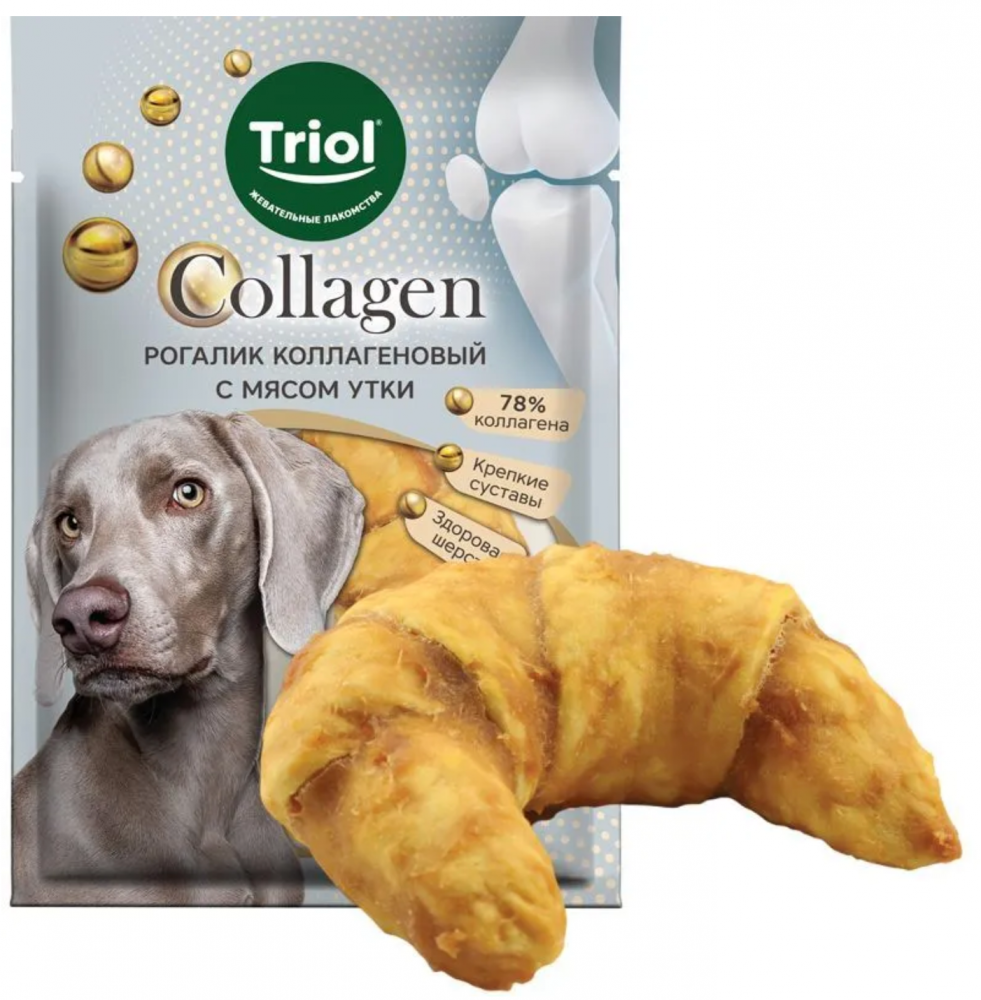 Лакомство для собак &laquo;Рогалик коллагеновый с мясом утки&raquo;, 80г (уп. 1шт.), серия COLLAGEN, Triol