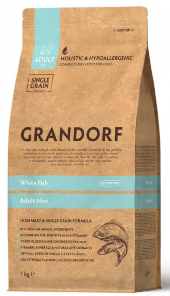 Корм Grandorf White Fish Mini для собак малых пород с белой рыбой