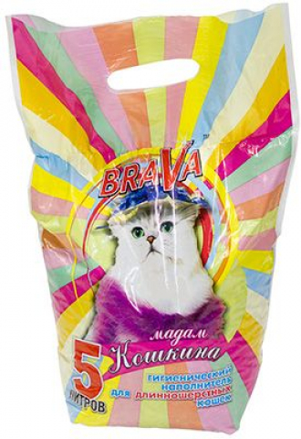 Наполнитель для кошек Брава Мадам Кошкина для длинношерстных 5л