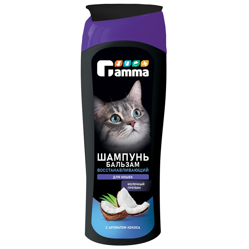 Gamma шампунь-бальзам восстанавливающий для кошек, 400 мл