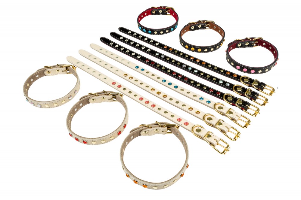 Ошейник №17 с подкладом украшенный. Цвет в ассортименте