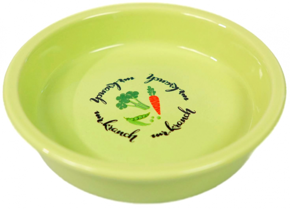 Миска Mr.Kranch керамическая для кошек 200 мл Овощи, салатовая