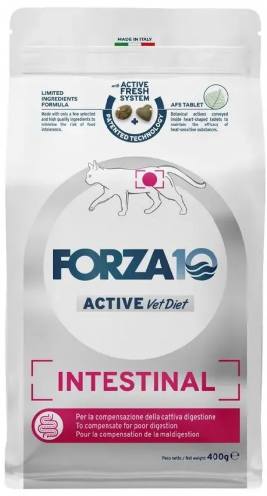 Корм Forza10 Active Intestinal для кошек, при заболеваниях ЖКТ, с рыбой 1,5 кг