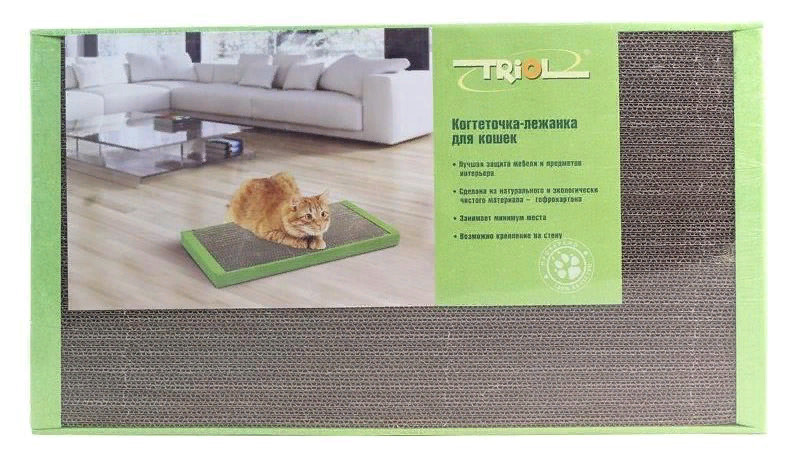 Когтеточка Триол гафрокартон с кошачьей мятой СРЕДНЯЯ, 500x240x35мм