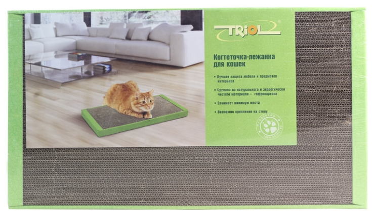Когтеточка Триол гафрокартон с кошачьей мятой БОЛЬШАЯ, 560x300x35мм