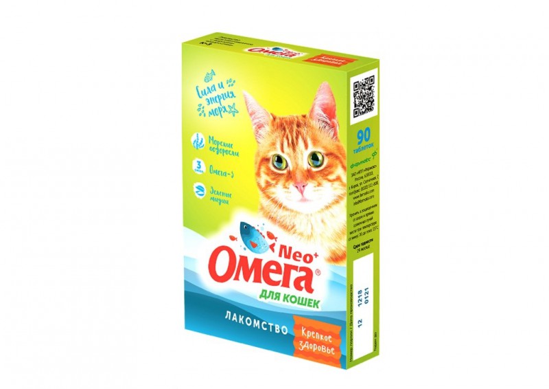 Добавка пищевая для кошек Астрафарм Омега Neo+ &quot;Крепкое здоровье&quot; и морские водоросли 90таблеток