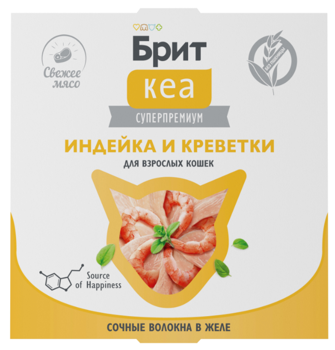 БРИТ КЕА, Ламистер для взрослых кошек, Индейка и Креветки: ЖЕЛЕ 75 г