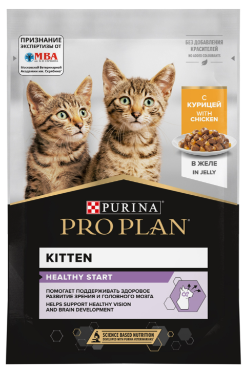 Влажный корм Purina Pro Plan кусочки в желе для КОТЯТ с курицей 85 г