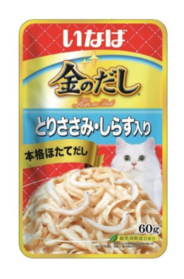 Влажный корм INABA Kinnodashi Куриное филе с мальками ширасу, пауч, 60 г