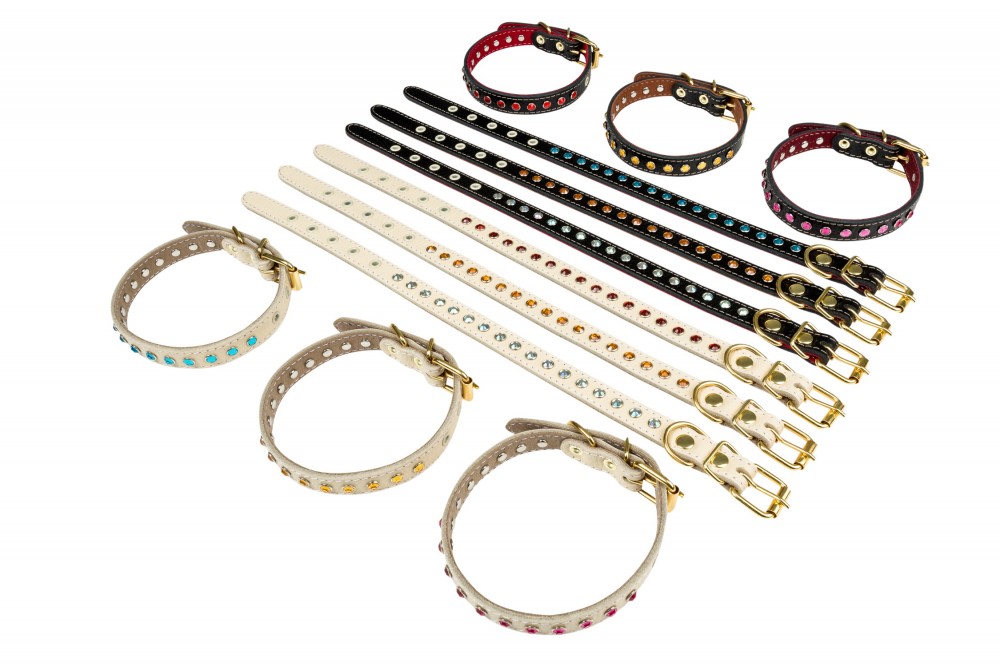 Ошейник №17 с подкладом стразы. Цвет в ассортименте