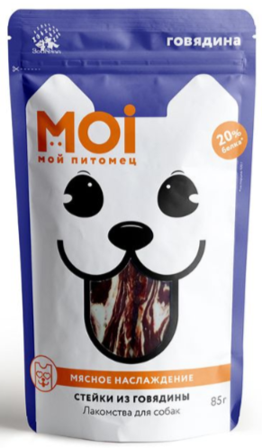 Лакомства для собак MOI стейки из говядины 85г