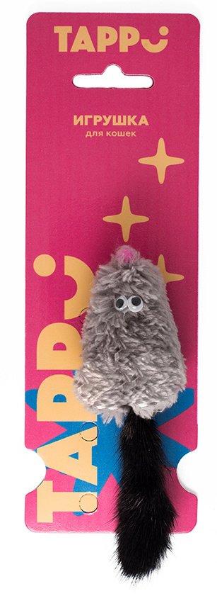 Tappi игрушка мышь "Саваж" с добавлением кошачьей мяты и с хвостом из натурального меха норки