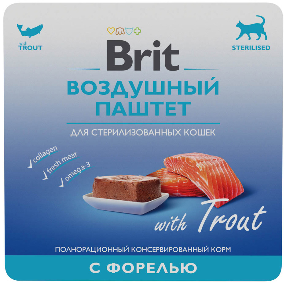 Корм Brit Sterilised Trout (паштет) для стерилизованных кошек, с форелью, 100
