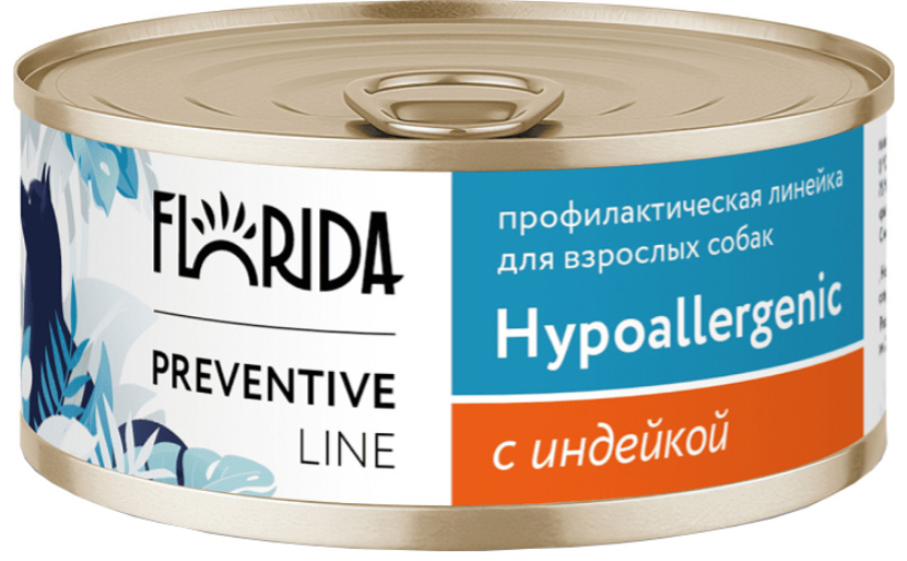 Корм Florida Preventive Line Hypoallergenic (консерв.) для собак, гипоаллергенный, с индейкой 100 г