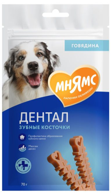 Мнямс DENTAL лакомство для собак "Зубные косточки" 70г
