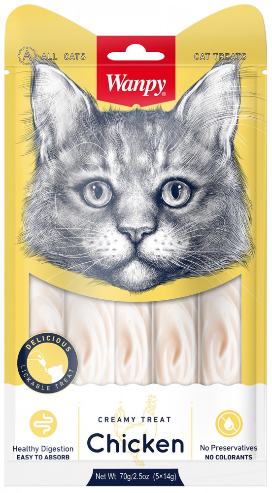 Wanpy Cat Лакомство для кошек &laquo;нежное пюре&raquo; из курицы 70 г