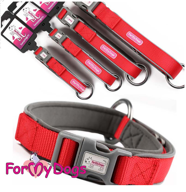 Ошейник ForMyDogs красный светоотражающий (L)