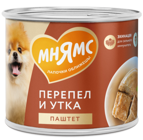 Влажный корм Мнямс Паштет из утки и перепела для собак всех пород &laquo;СИЛЬНЫЙ ИММУНИТЕТ&raquo; 200 г