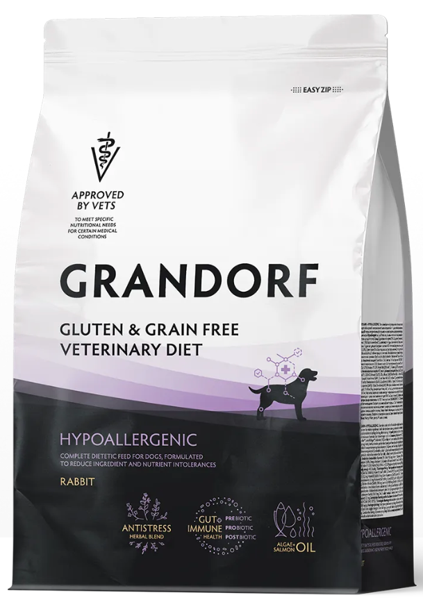 Корм Grandorf VET HYPOALLERGENIC применяемый при пищевой аллергии или пищевой непереносимости для собак