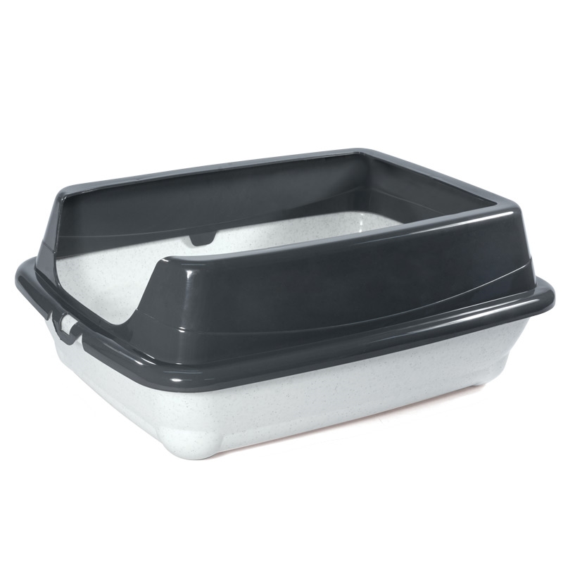 Gamma туалет для кошек прямоугольный с высоким бортом "Пушок", 455х350х190 мм, серый