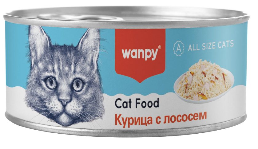 Wanpy Cat Консервы для кошек "Курица с лососем" 95 г