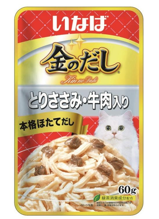 Влажный корм INABA Kinnodashi для кошек Куриное филе с говядиной, пауч, 60 г