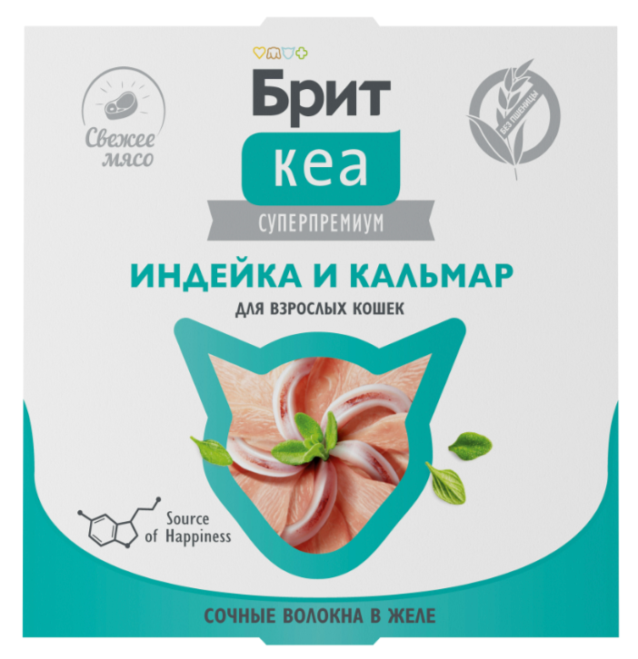 БРИТ КЕА, Ламистер для взрослых кошек, Индейка и Кальмар: ЖЕЛЕ 75 г