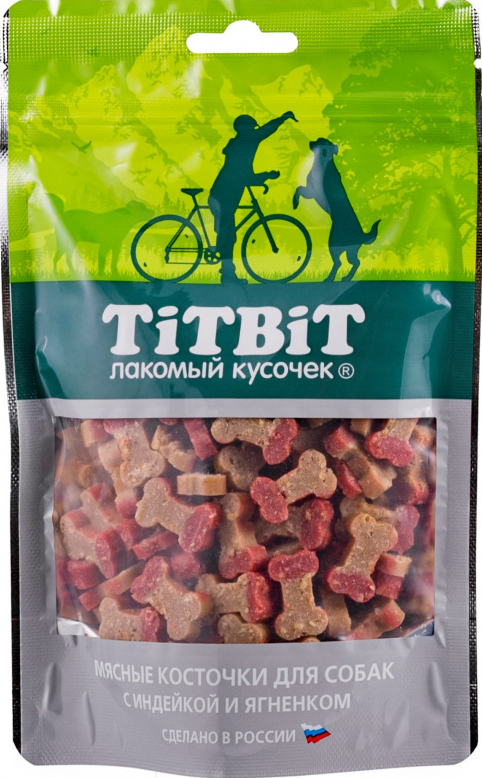 Лакомство для собак Titbit Косточки мясные с индейкой и ягненком 145г
