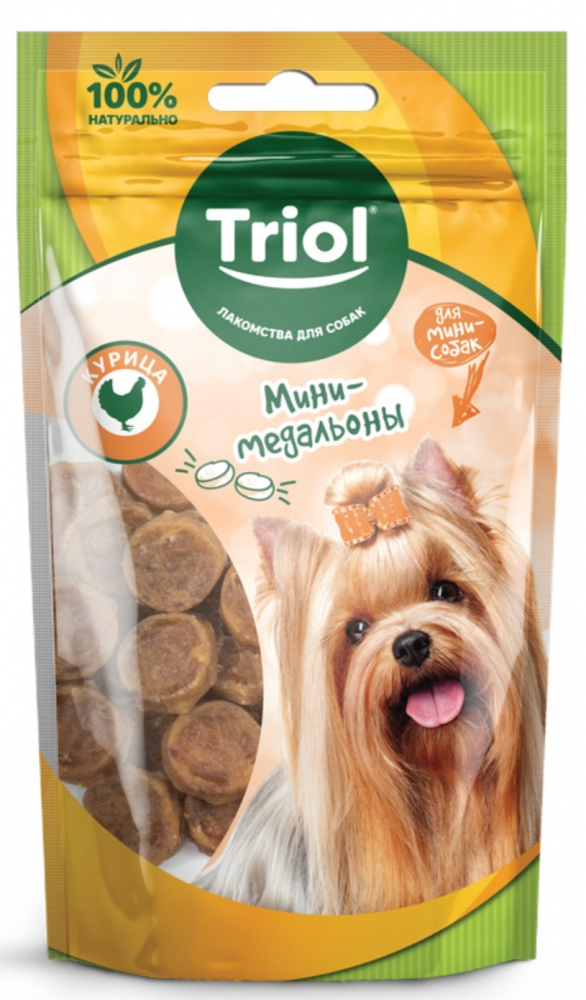 Лакомство Triol мини-медальоны из курицы для мини-собак 50 г