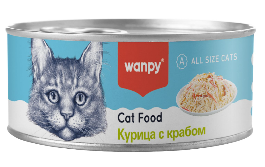 Wanpy Cat Консервы для кошек "Курица с крабом" 95 г