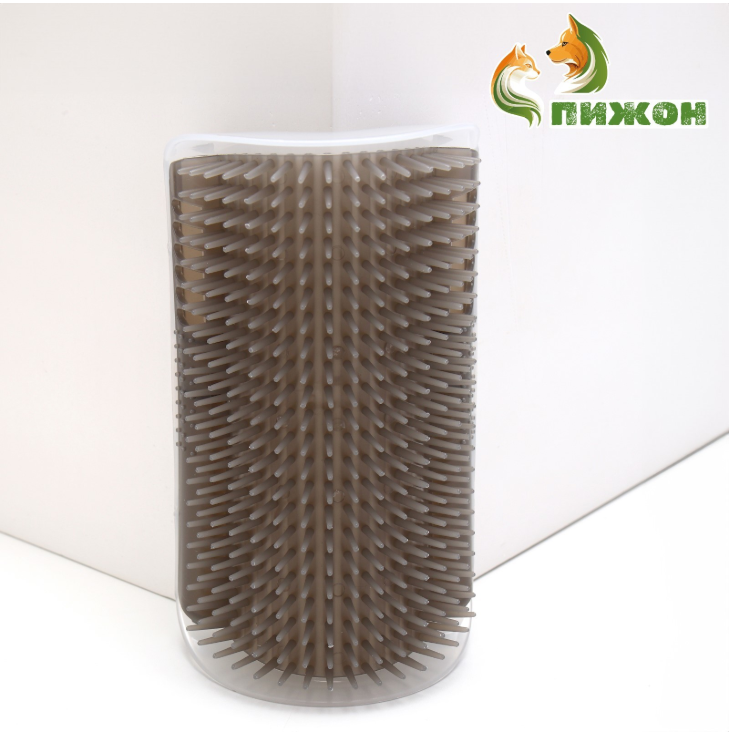 Массажёр - чесалка на угол, размер L, 17&times;11&times;6.2, с кошачьей мятой, серый