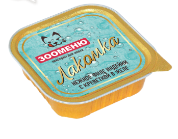 Консервы Зооменю Лакомка "Нежное филе индейки с креветкой в желе" для кошек 100 г